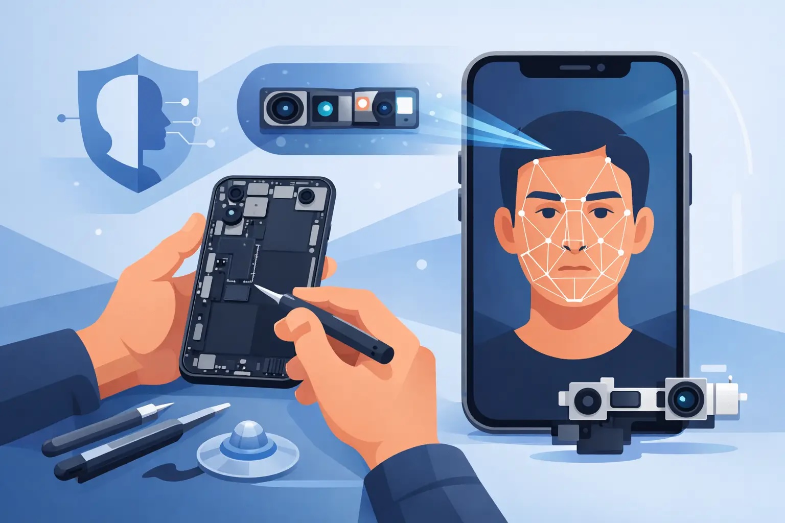 Un bouton iPhone Exemple réparation iPhone Face ID