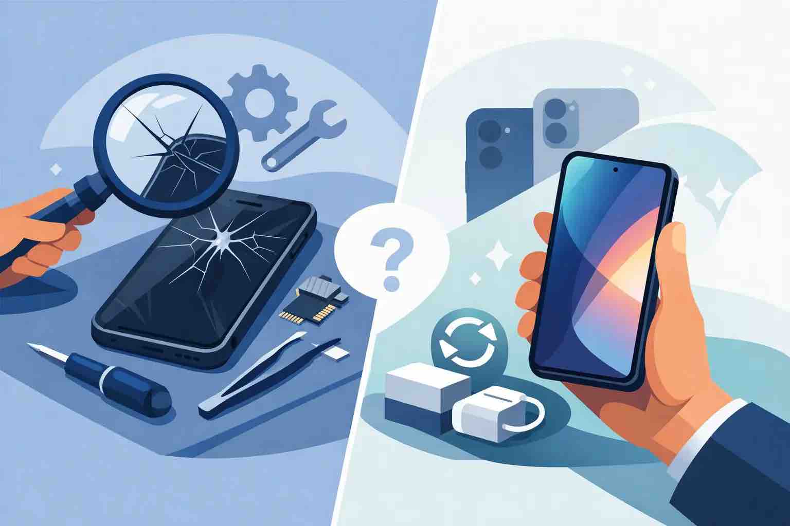 Réparation iPhone ou remplacement smartphone.